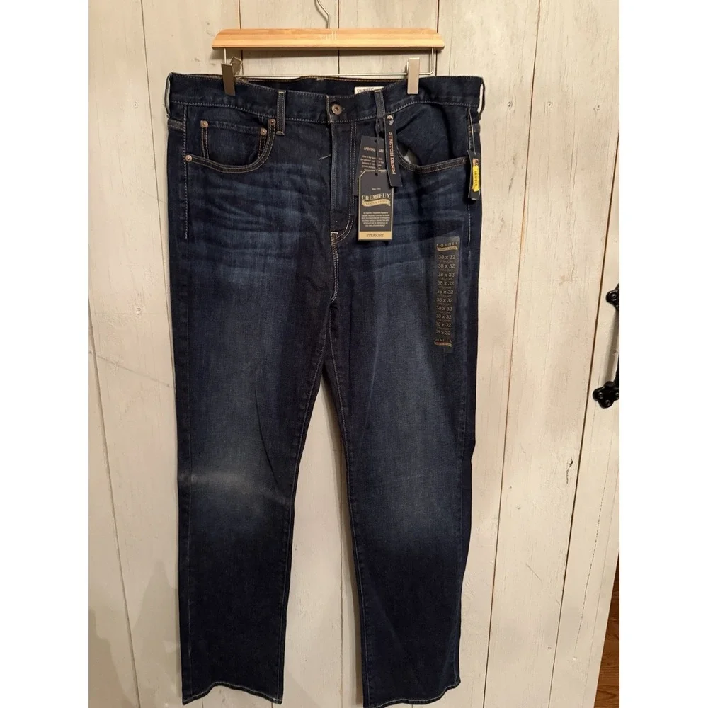 NWT Cremieux Premium Denim Jeans Men's Sz 38X32 Slim Straight Med Wash Stretch